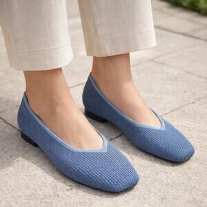 VIVAIA 39.5 US 8.5 Margot 2.0 Square Toe Washable Ballet Flats Denim Blue NWOT